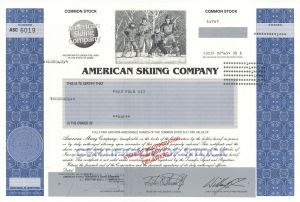 American Skiing Co. - 2001 dated Recreation Stock Certificate