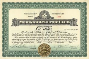 Medinah Athletic Club - Sports Membership Certificate