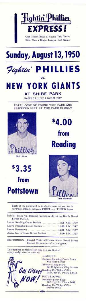Fightin' Phillies Express! - 1950 dated Sports Memorabilia - Phillies Vs. Giants
