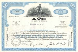 AMF Incorporated - American Machine and Foundry - Stock Certificate