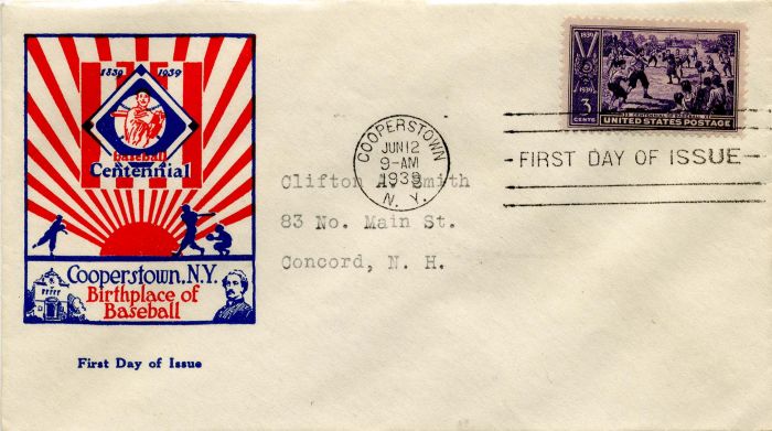 Envelope Commemorating Baseball Centennial - 1939 dated Envelope - Americana