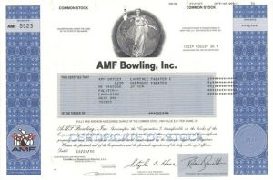 AMF Bowling, Inc. - Bowling Alley Chain Stock Certificate