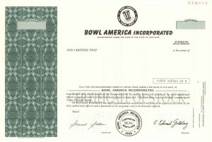 Bowl America Inc. - Stock Certificate