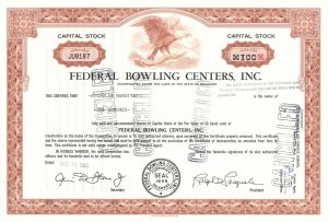 Federal Bowling Centers, Inc. - Stock Certificate