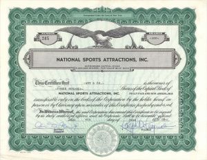 National Sports Attractions, Inc. - Stock Certificate