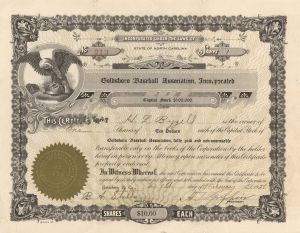 Goldsboro Baseball Association, Inc. - Stock Certificate