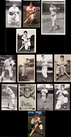 Group of 13 Autographed Photos of Baseball Players - Sports Stock Certificate