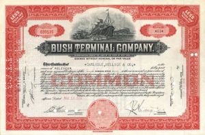 Bush Terminal Co. - 1930's-40's dated Shipping Stock Certificate - Available in Orange, Purple, or Red