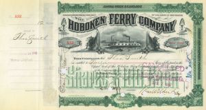 Hoboken Ferry Co. - 1890's-1910 dated Shipping Stock Certificate - Very Famous - Connected to the Lehman Family