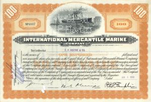 International Mercantile Marine - Company that Made the Titanic - 1930's-40's dated Stock Certificate