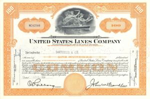 United States Lines Co. - 1940's-50's dated Shipping Stock Certificate
