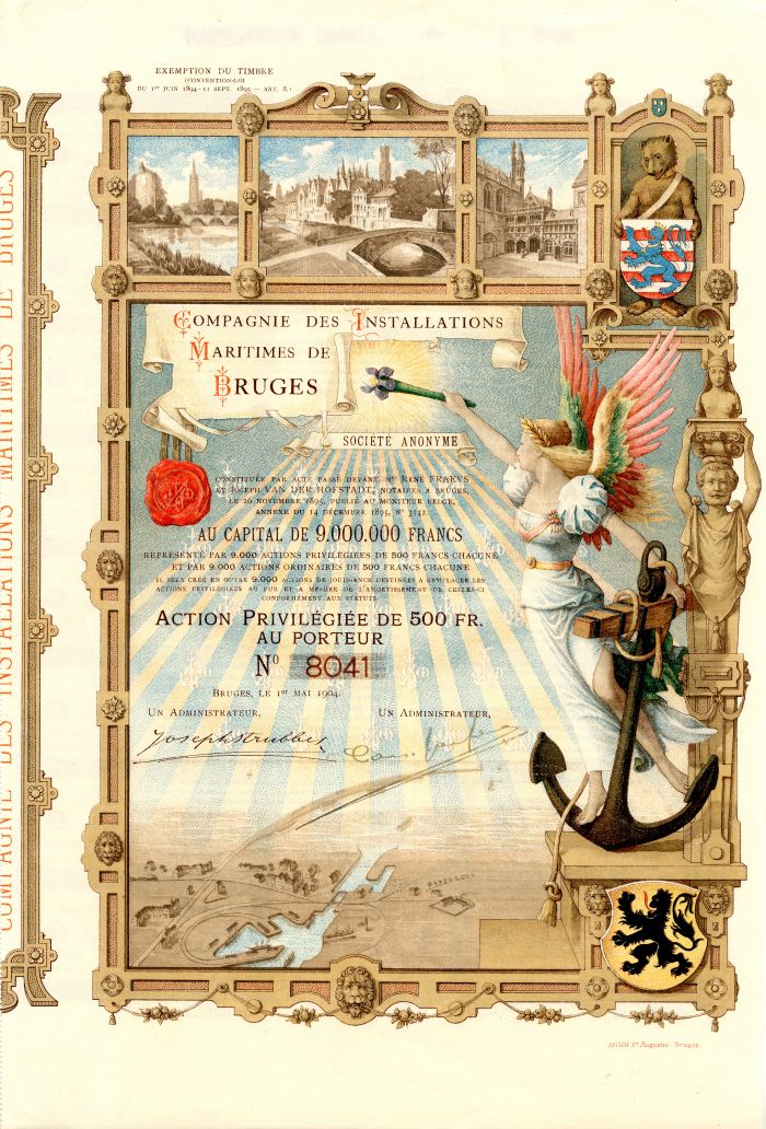 Compagnie des Installations Maritimes de Bruges - Stock Certificate (Uncanceled)