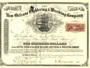 New Orleans Lightering and Wrecking Co. - Stock Certificate