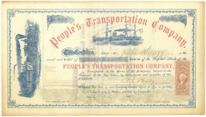 People's Transportation Co. - Shipping Stock Certificate - Fantastic Condition