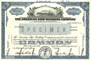 American Ship Building Co. - Shipping Specimen Stock Certificate