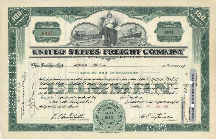 United States Freight Co. - Stock Certificate