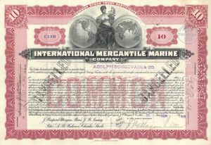 Extra Rare Type International Mercantile Marine Co. - Company that Made the Titanic - Shipping Stock Certificate