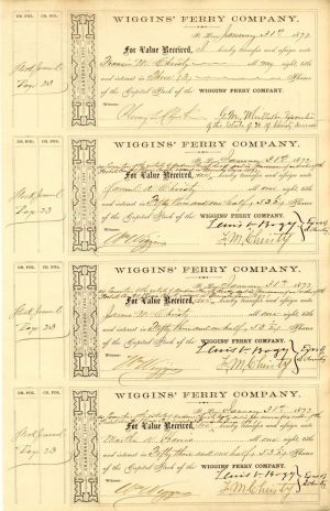 Wiggins' Ferry Co. Sheet of 4 - Shipping Transfer Receipts