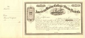 American Marine College and Steam Yacht Co. - Stock Certificate