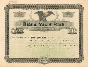 Diana Yacht Club - Shipping Stock Certificate