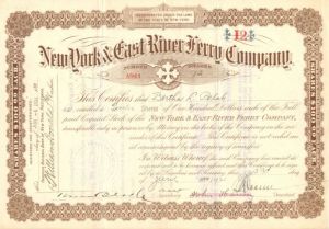 New York and East River Ferry Co. - Stock Certificate