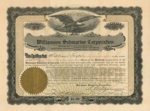 Williamson Submarine Corporation - Stock Certificate