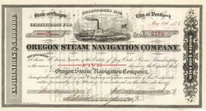 Oregon Steam Navigation Co. - Stock Certificate