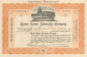 United States Steamship Company - Stock Certificate