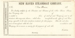 New Haven Steamboat Co. - Stock Certificate