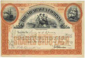 Nicaragua Company - Shipping Stock Certificate - Gorgeous Design