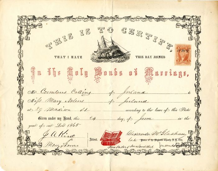 Marriage Certificate with Stamp