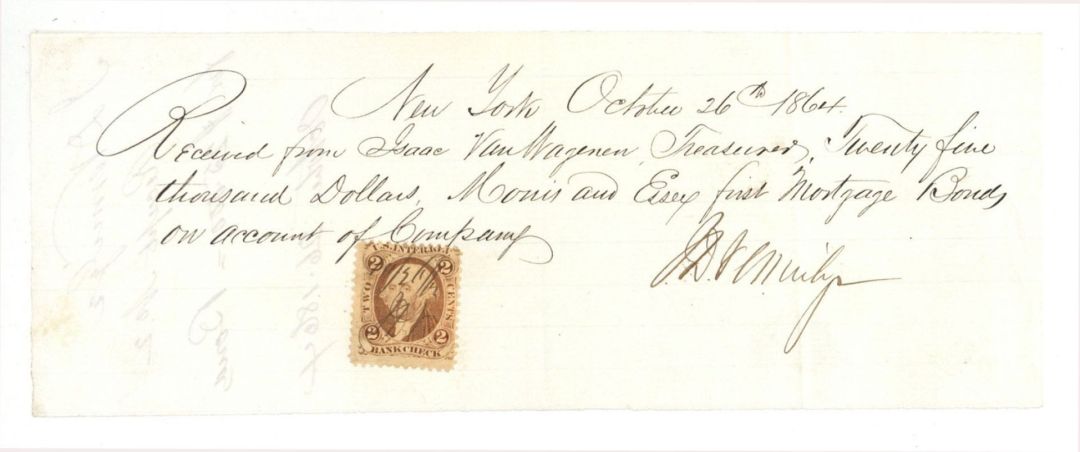Receipt with Revenue Stamp - 1864 dated Americana - Stamps
