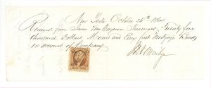 Receipt with Revenue Stamp - 1864 dated Americana - Stamps