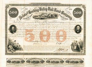 Scioto and Hocking Valley Railroad - $500 Bond (Uncanceled)