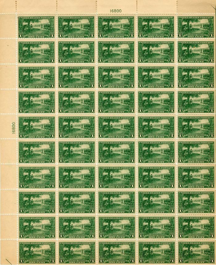 Scott #617 Stamp Sheet - Lexington and Concord Issue