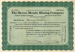 Seven Metals Mining Co. - Stock Certificate
