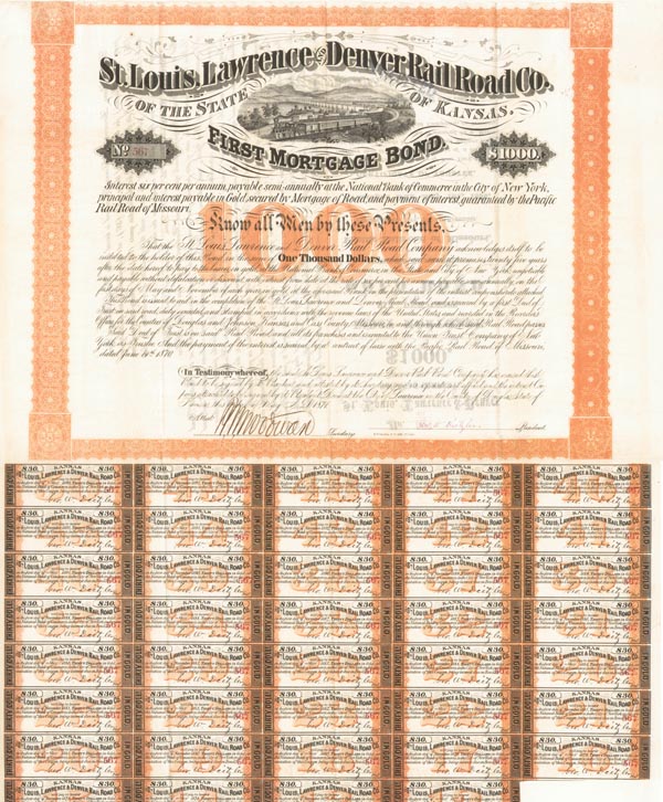 St. Louis, Lawrence and Denver Railroad Bond