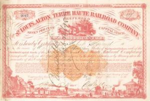 Charles Butler - St. Louis, Alton and Terre Haute Railroad Co. - Stock Certificate