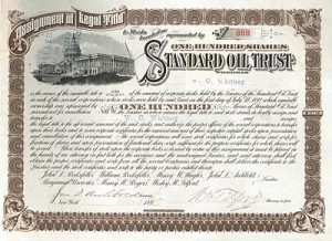 Standard Oil Trust Stock signed by John D. Archbold and Wesley H. Tilford