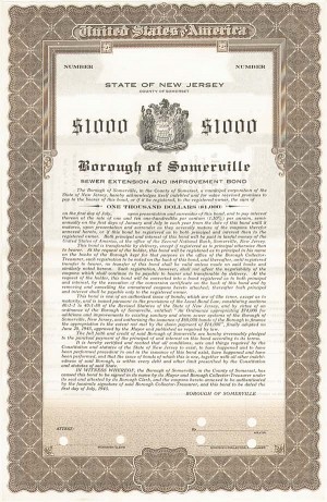 State of New Jersey - Borough of Somerville - Bond