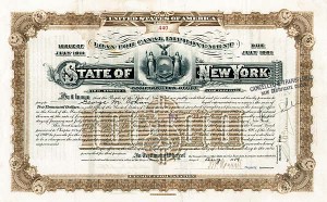 George M. Cohan signed $10,000 State of New York Bond Loan of Canal Improvement issued to and signed by the Famous Actor, Composer, Playwright, and Producer
