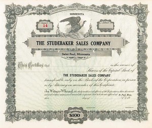 Studebaker Sales Co. - Stock Certificate