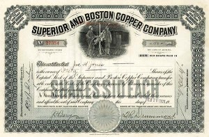 Superior and Boston Copper Co. - Stock Certificate