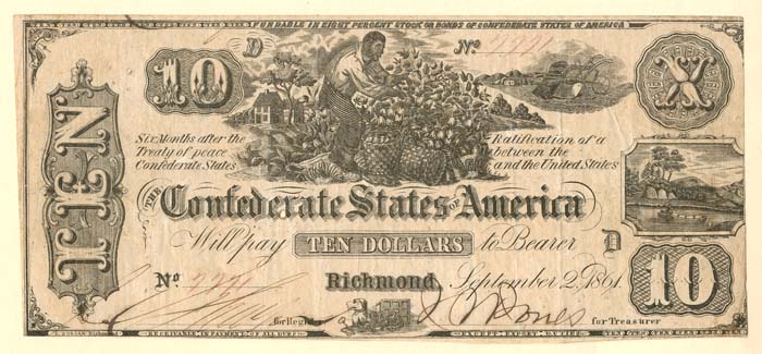 Confederate $10 Note - T-29 - Confederate Paper Money