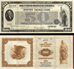 $50 Liberty Loan of 1917 Bond - 60 Coupons Still Attached