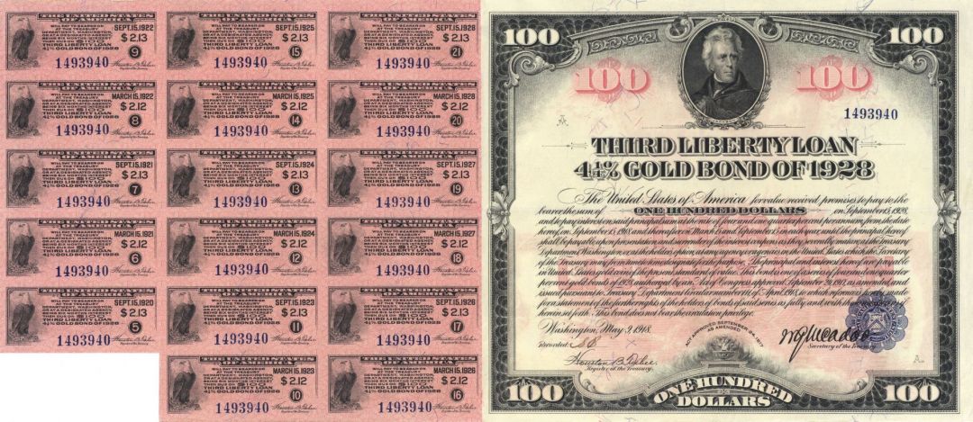 1918 Third Liberty Loan Bond - United States Federal Loan Bond