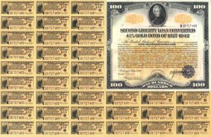 $100 2nd Liberty Loan Bond - 1918 U.S. Treasury Bond