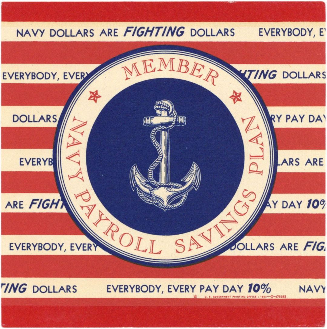 Navy Dollars are Fighting Dollars Window Label - 1942 dated Americana