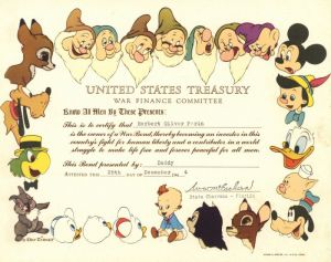 United States Treasury - Disney Certificate for Purchasing War Bonds