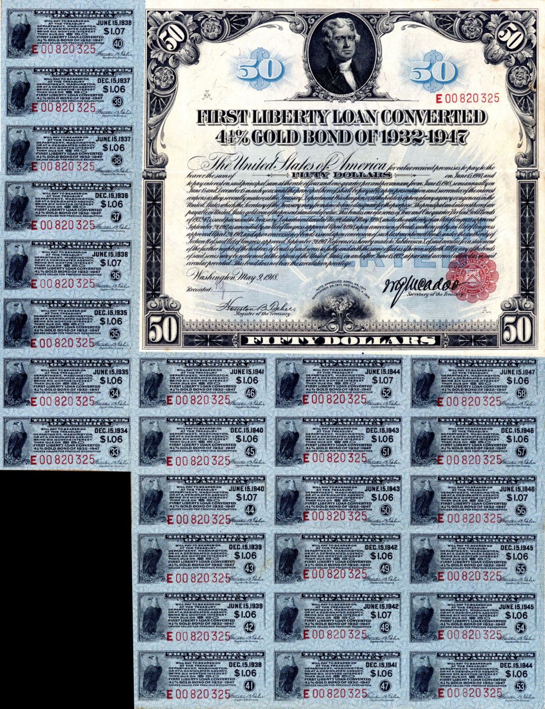 $50 First Liberty Loan Bond - U.S. Treasury Bonds